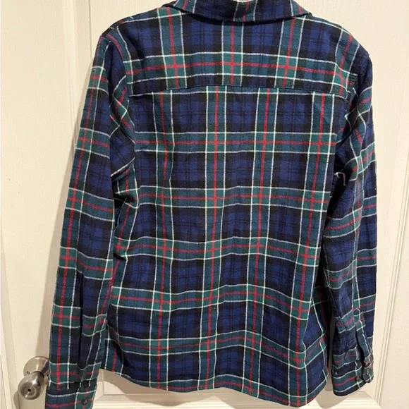 L.L. Bean Navy and Green Plaid Button Down Shirt - Picture 3 of 4